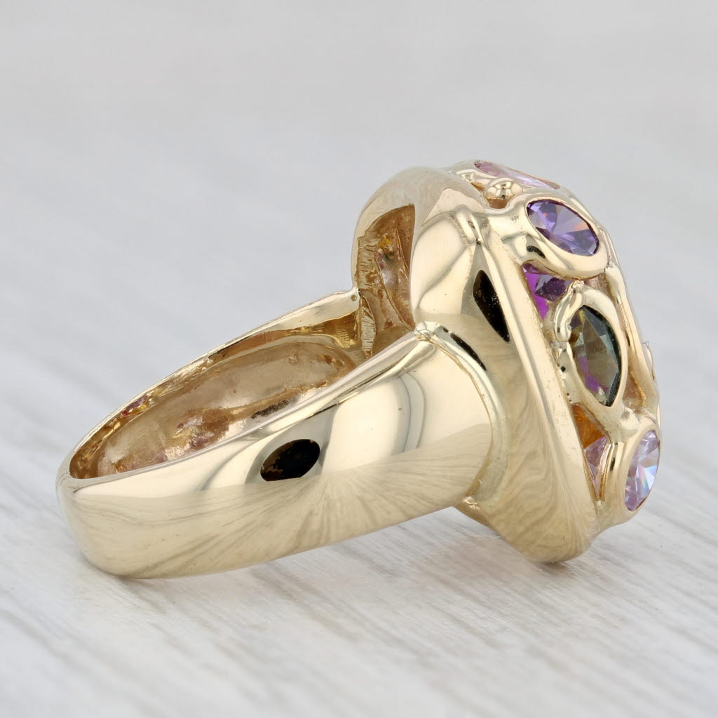 Gray Gemstone Ring 14k Gold Cubic Zirconia Lab Created Ruby Spinal Sapphire