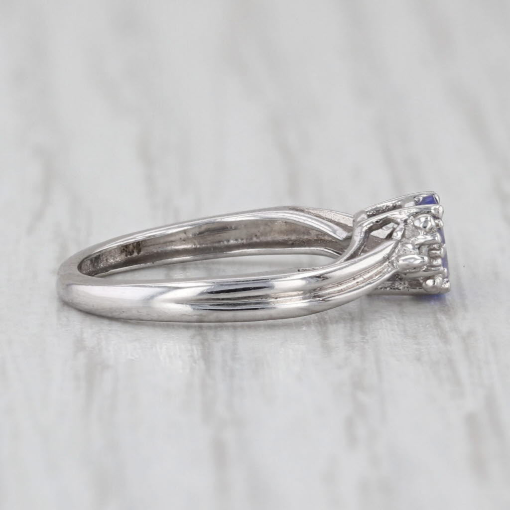 0.30ct Tanzanite Diamond Ring 10k White Gold Small Size 3.25