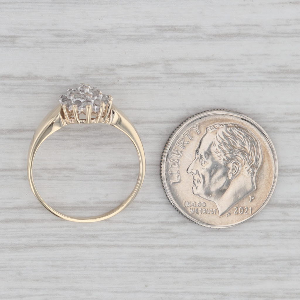 Gray 0.20ctw Diamond Cluster Ring 10k Yellow Gold Engagement Size 4.75