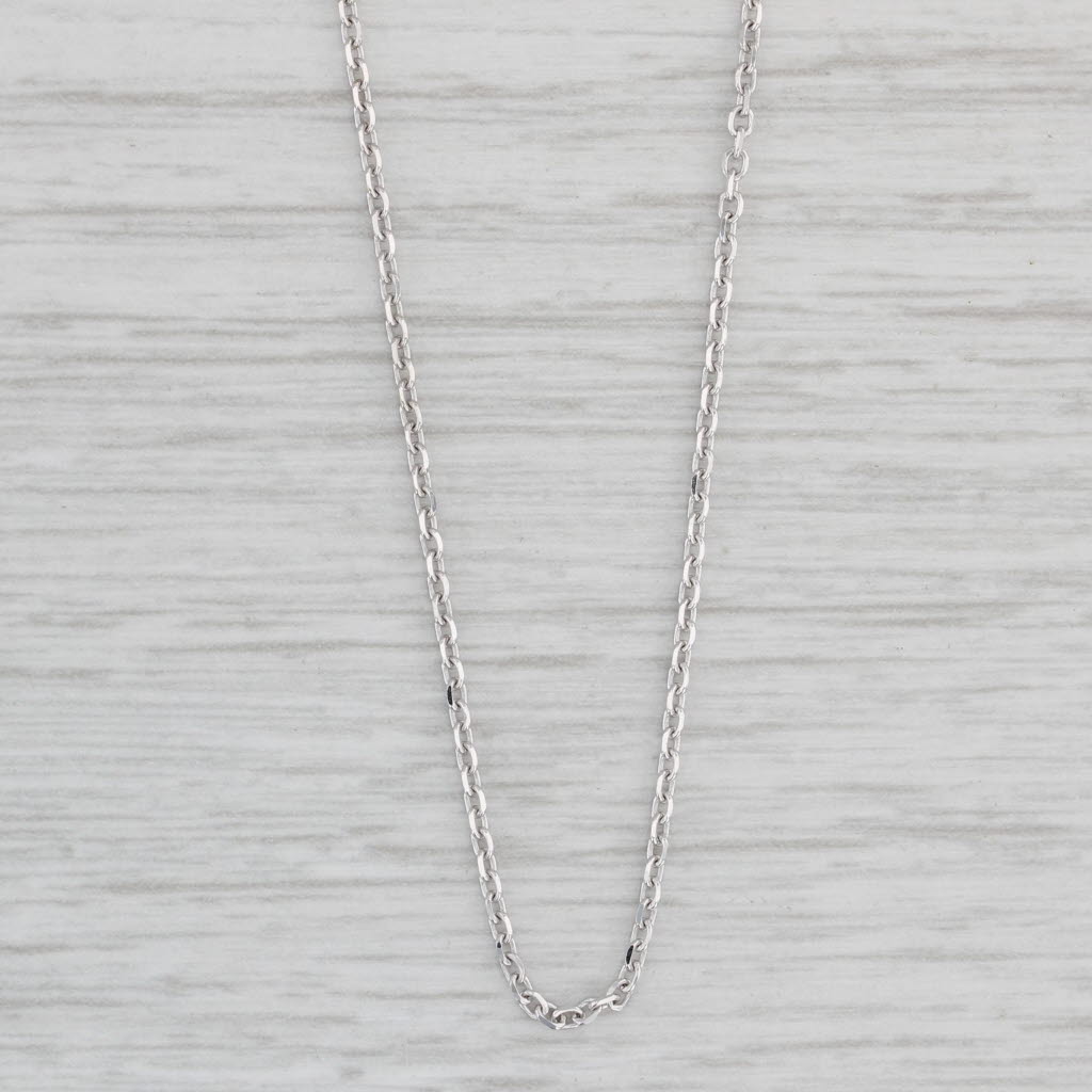 Light Gray Adjustable Cable Chain Necklace 14k White Gold 16"-18" Lobster Clasp
