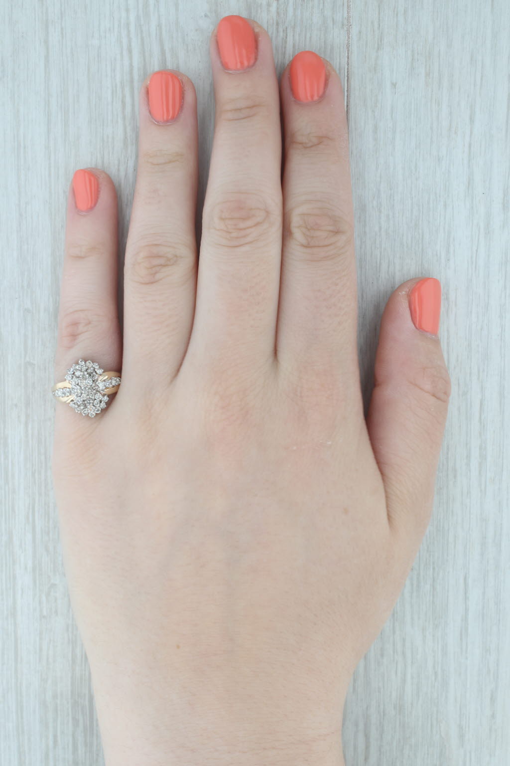 Gray 0.80ctw Diamond Cluster Ring 14k Yellow Gold Size 7 Cocktail
