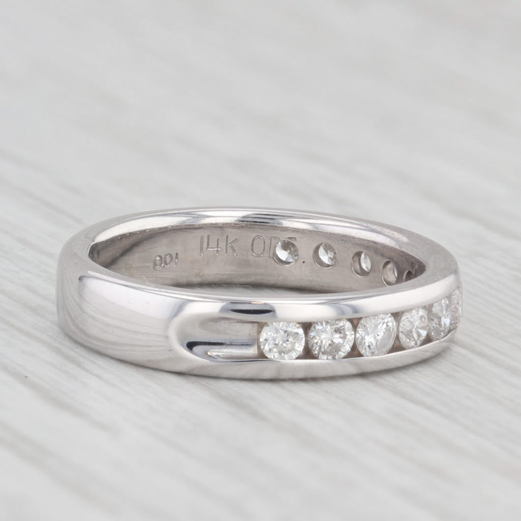 Light Gray 0.40ctw Diamond Wedding Band 14k White Gold Size 4-4.25 Stackable