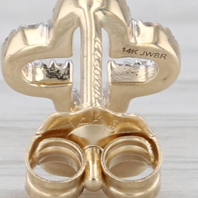 0.10ctw Diamond Clover Cross Stud Earrings 14k Yellow Gold Studs