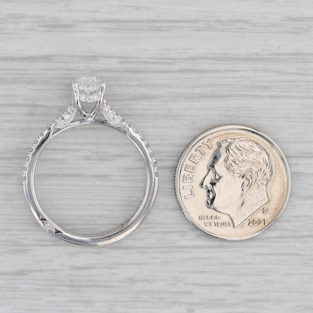 Gray New Tacori 1.30ctw Oval Diamond Engagement Ring 18k White Gold Size 6.5 GIA EGL