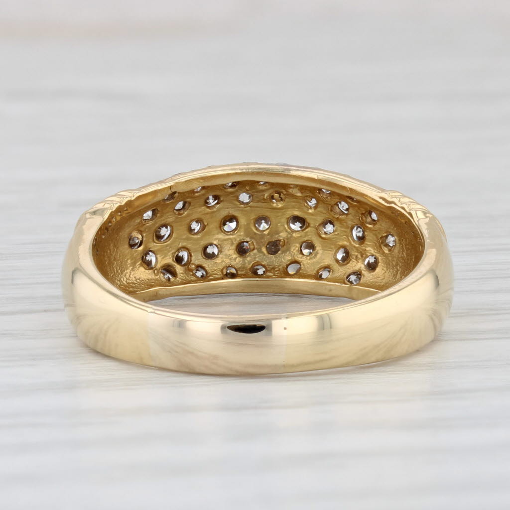 Light Gray 0.80ctw Pave Diamond Ring 18k Yellow Gold Size 8.5 Wedding Band