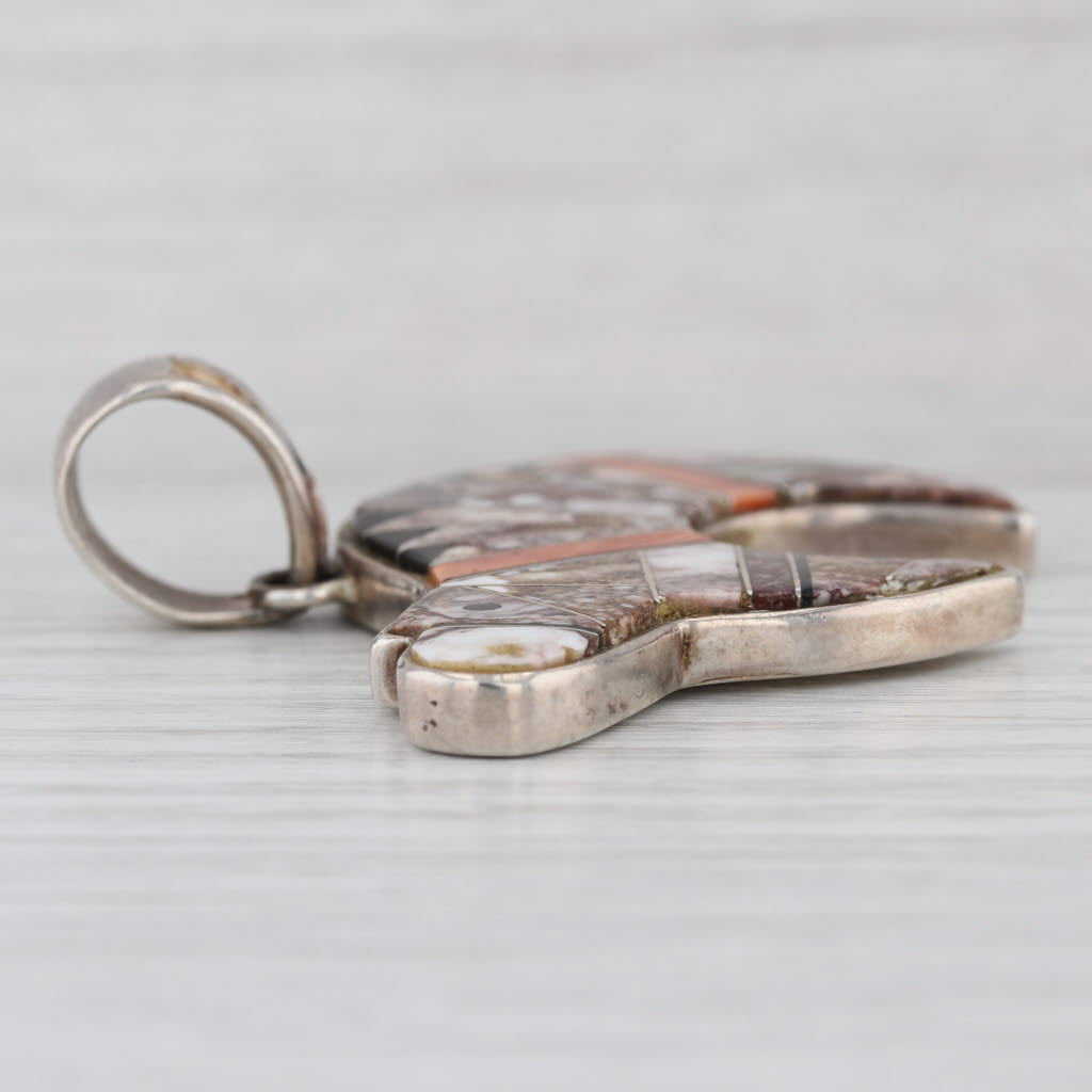 Mia Bear Stone Shell Mosaic Pendant Sterling Silver Native American