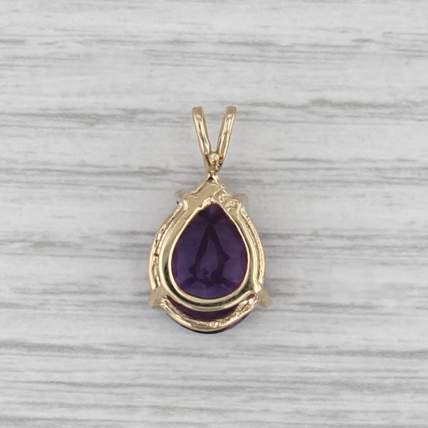 6ctw Pear Amethyst Teardrop Solitaire Pendant 14k Yellow Gold