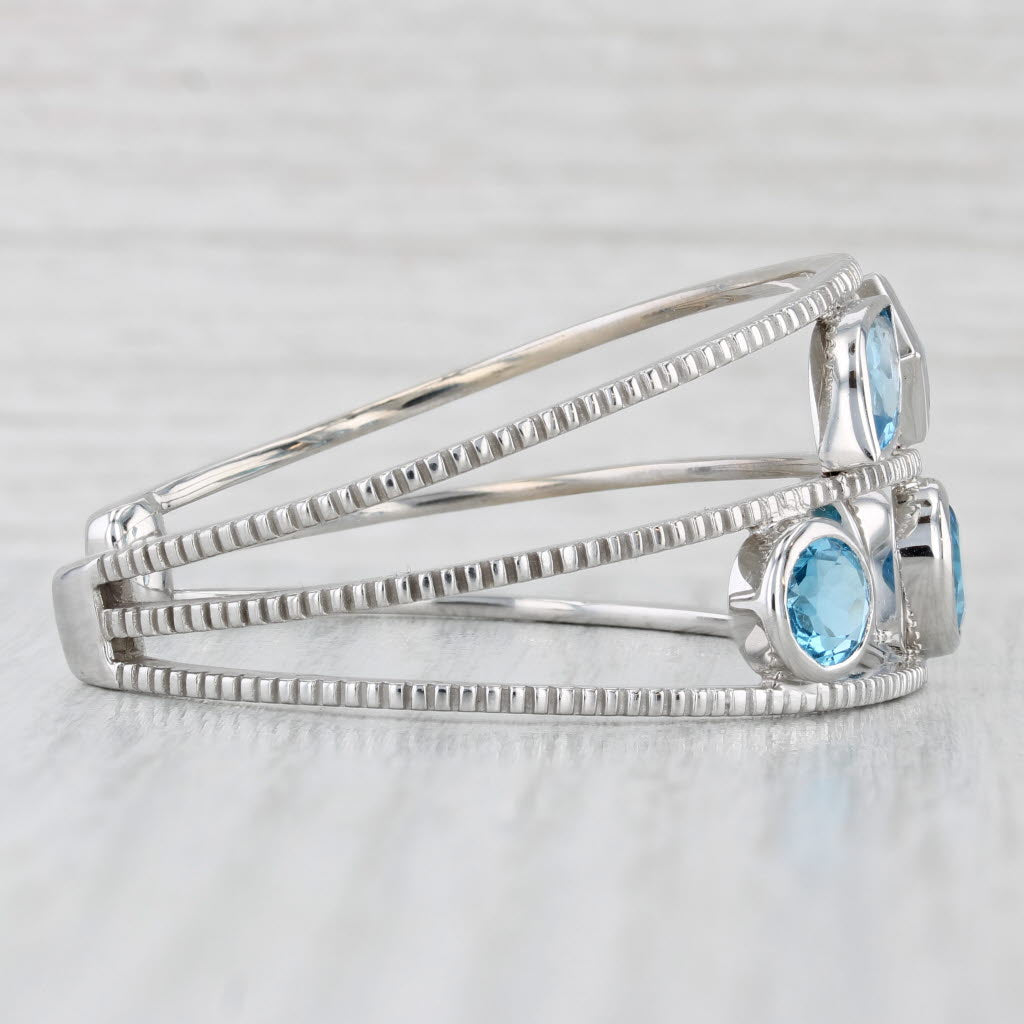 Light Gray 8.38ctw Blue Topaz Cuff Bracelet 18k White Gold 6.25" Statement