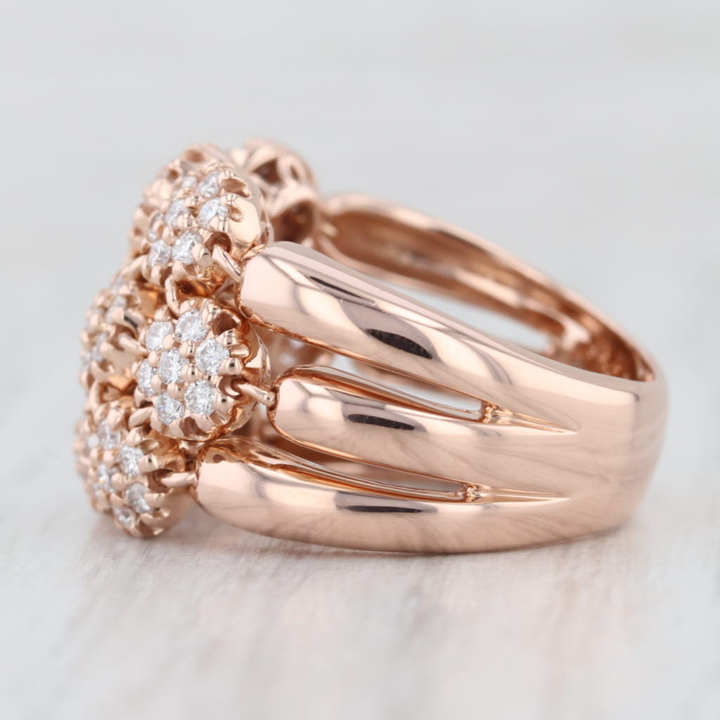 0.70ctw Diamond Cluster Ring 14k Rose Gold Size 8 Cocktail