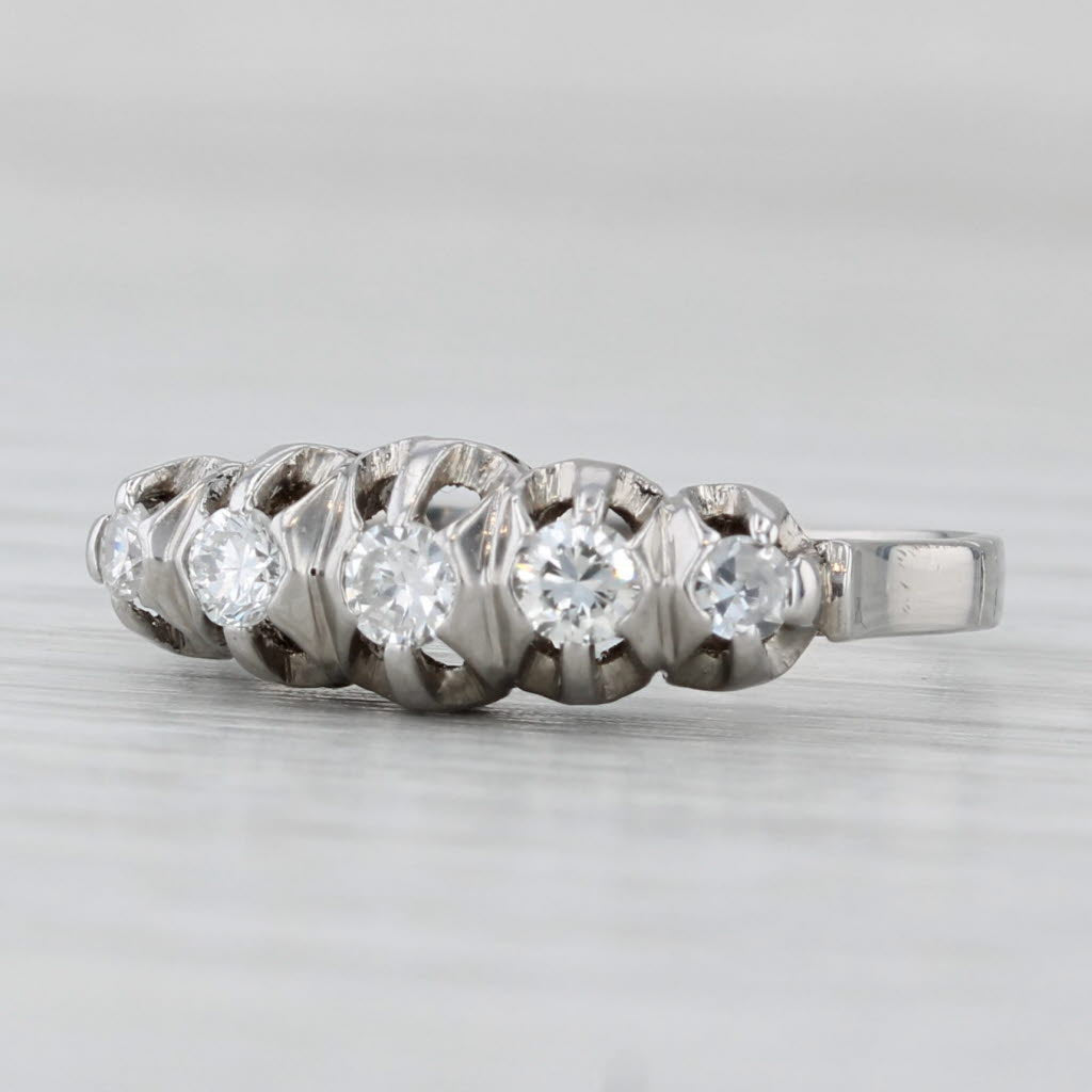 Light Gray Vintage 0.31ctw Diamond Ring Platinum Wedding Anniversary Band Size 6.25
