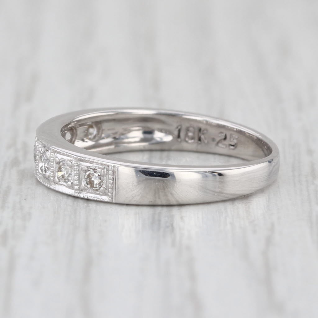 0.25ctw Diamond Wedding Band 18k White Gold Stackable Anniversary Ring Sunj