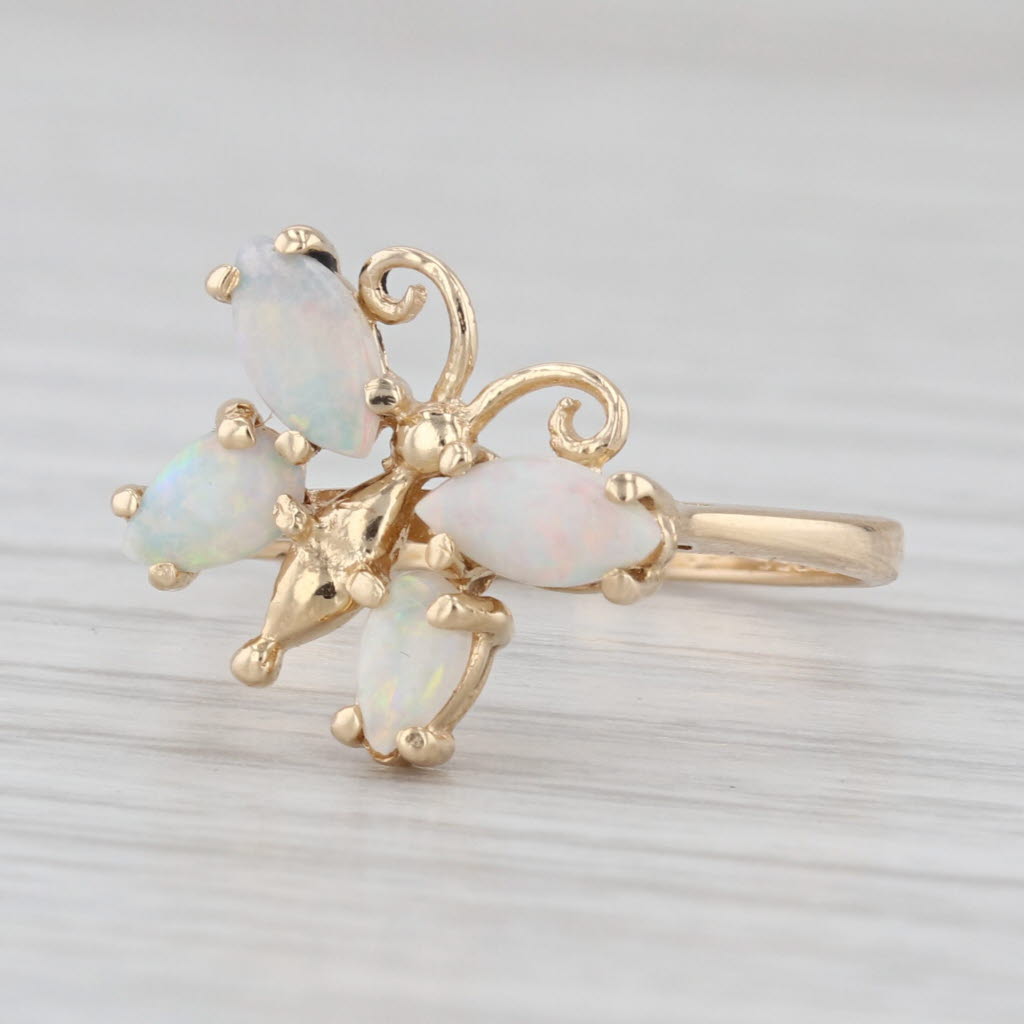 Opal Cabochon Butterfly Ring 14k Yellow Gold Size 6