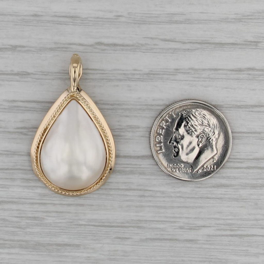Mabe Pearl Teardrop Enhancer Pendant14k Yellow Gold Pear Solitaire Clip Bail