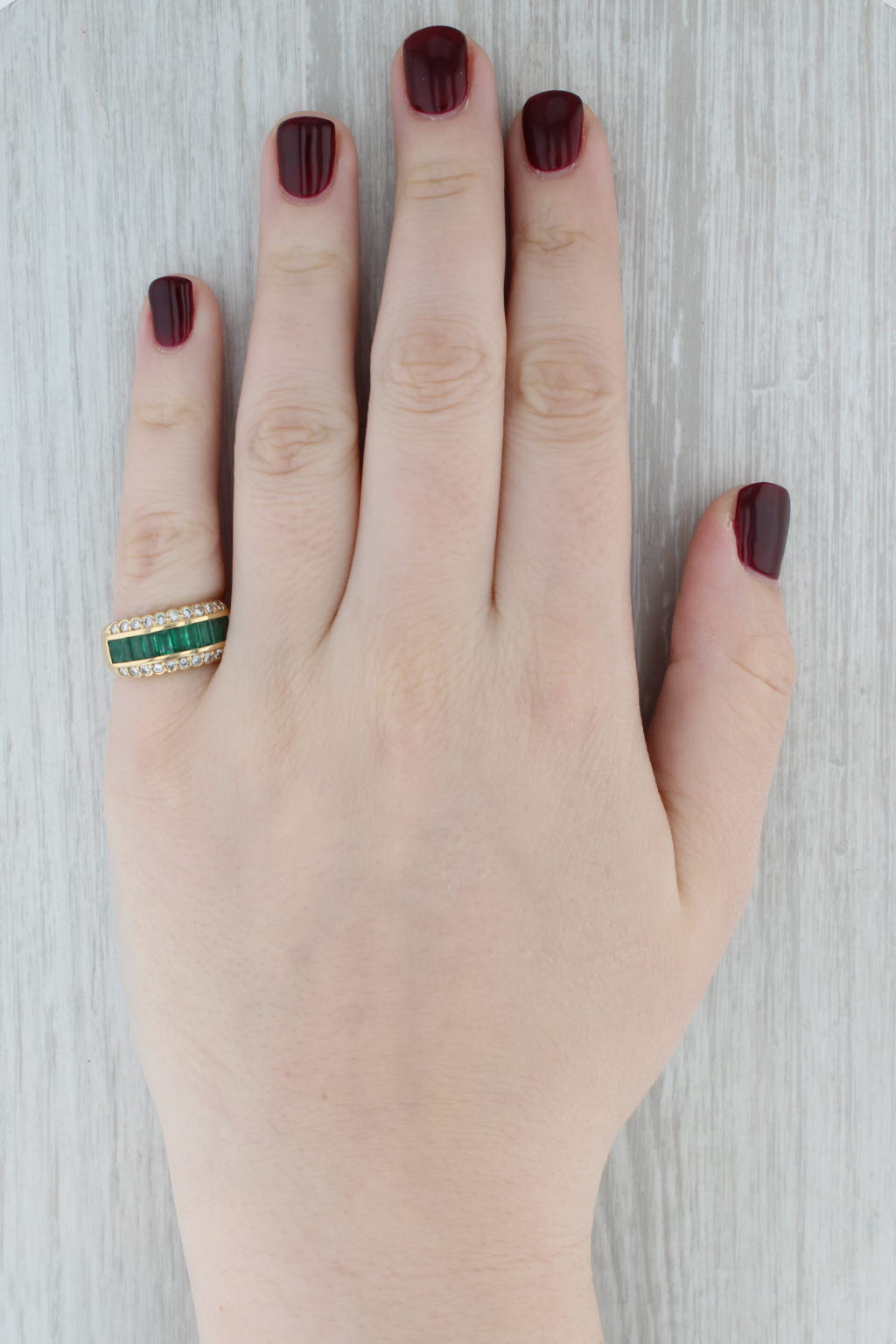 Gray 1.60ctw Emerald Diamond Ring 18k Yellow Gold Size 6.75
