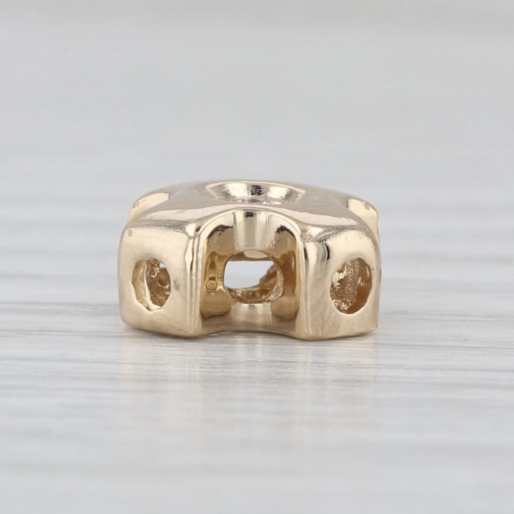 Cubic Zirconia Small Cross Slide Charm Pendant 14k Yellow Gold