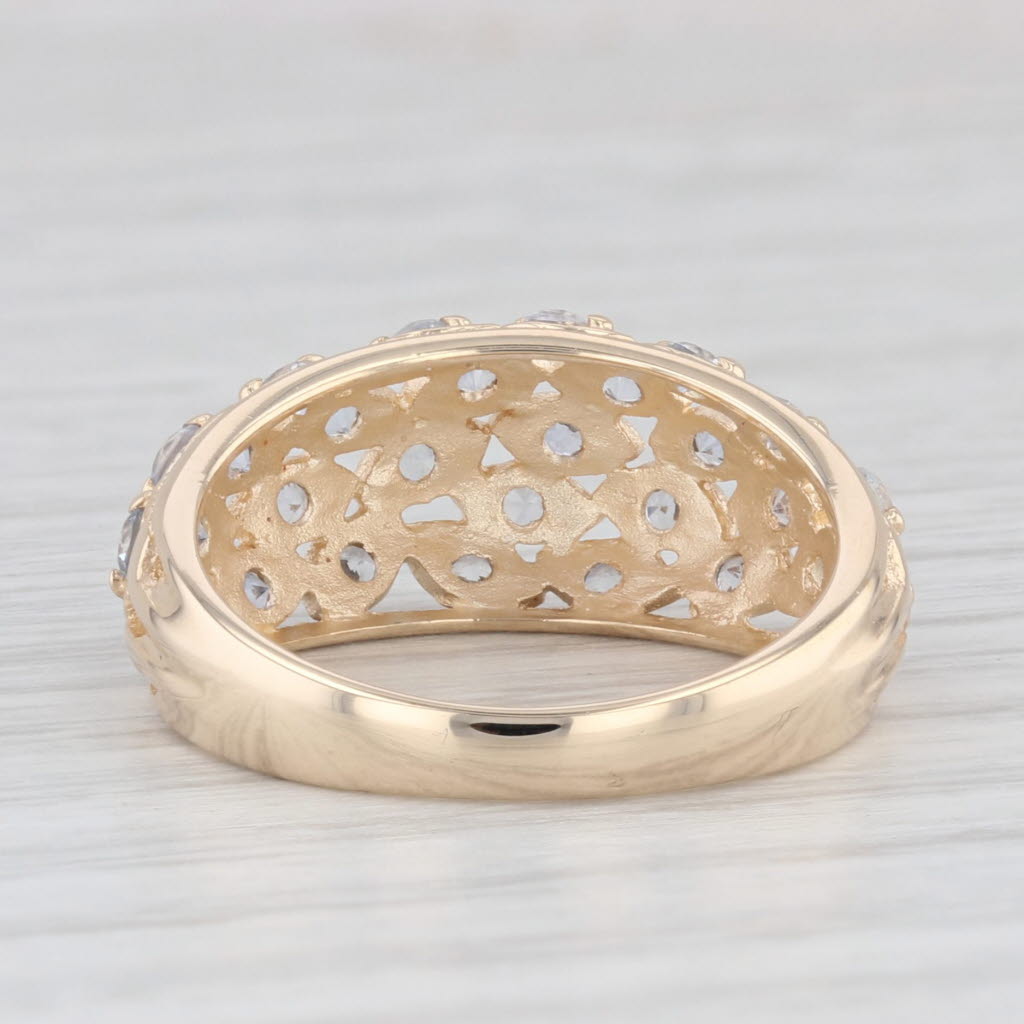 Light Gray 1.35ctw White Colorless Sapphire Cluster Ring 10k Yellow Gold Size 7.25