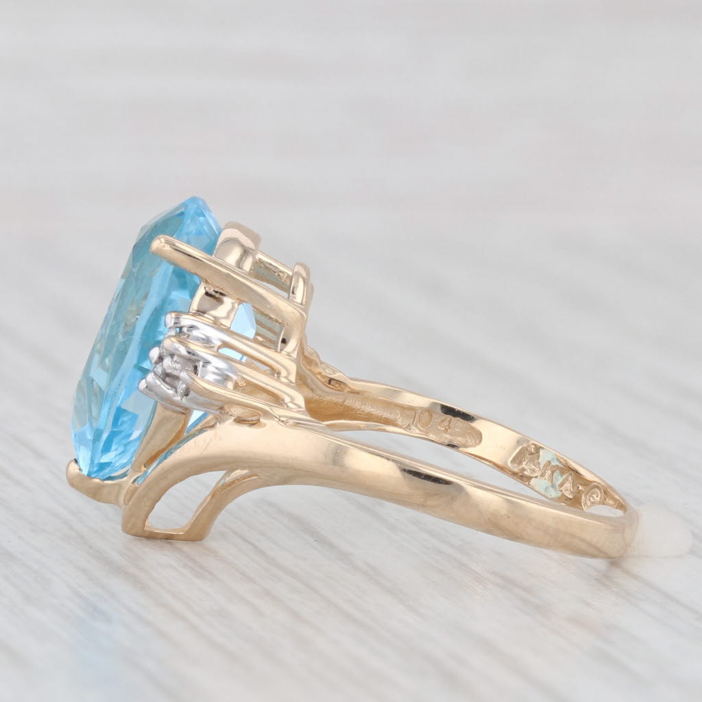 Light Gray 5.81ctw Blue Topaz Pear Diamond Ring 14k Yellow Gold Size 6.75