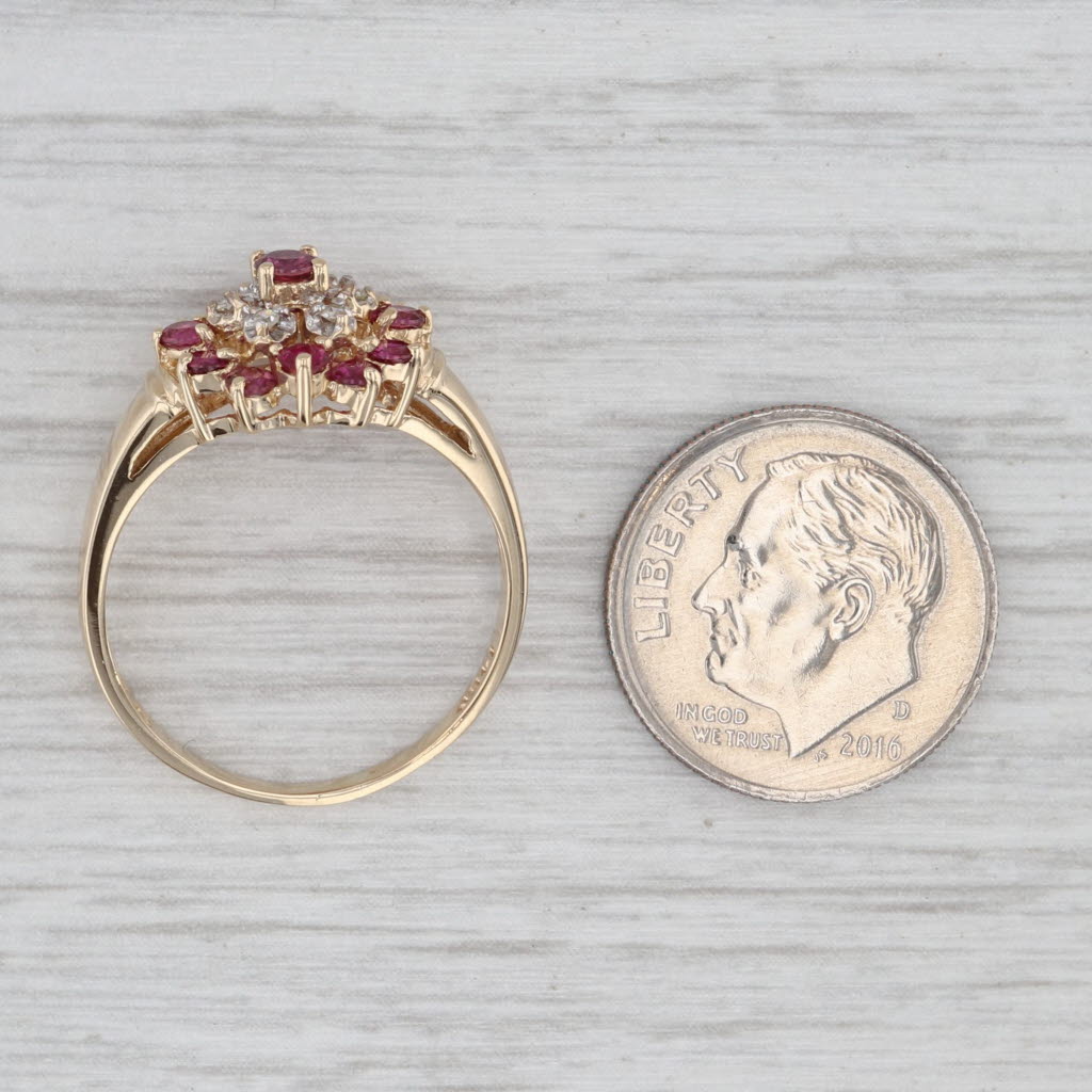 Gray 0.60ctw Ruby Diamond Halo Ring 14k Yellow Gold Size 7.5