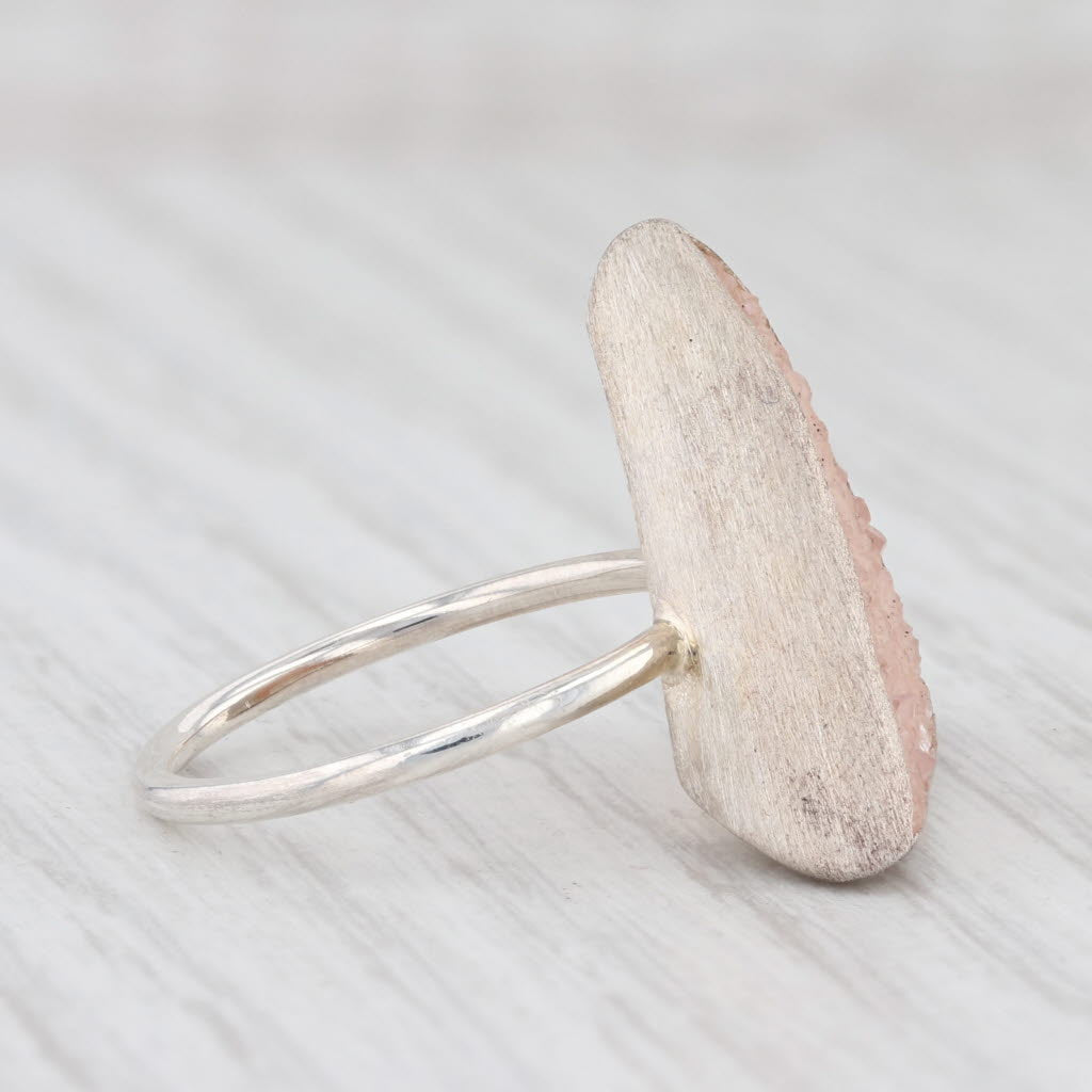 New Nina Wynn Trio Sand Druzy Quartz Ring Sterling Silver Statement Size 7.25
