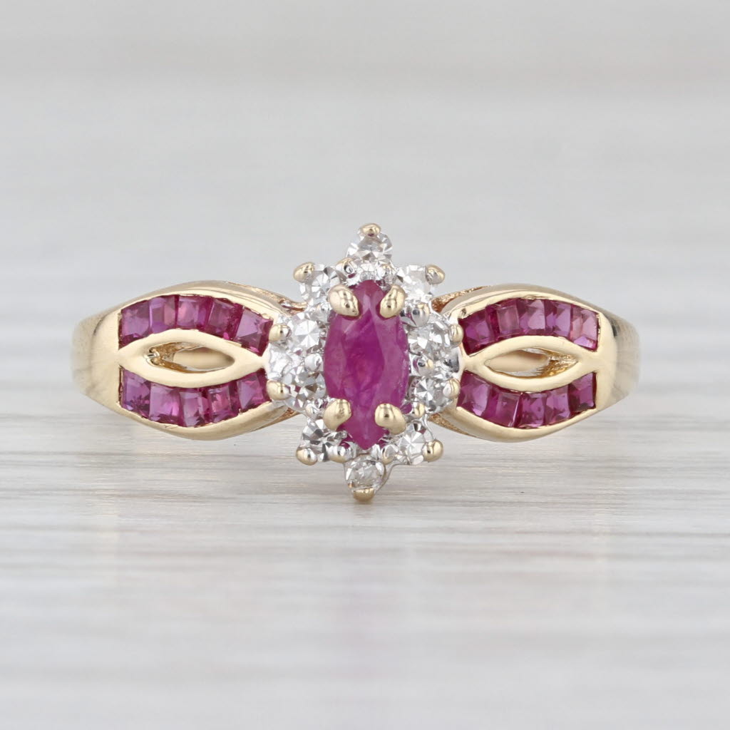 0.56ctw Natural & Lab Created Ruby Diamond Ring 14k Yellow Gold Size 8