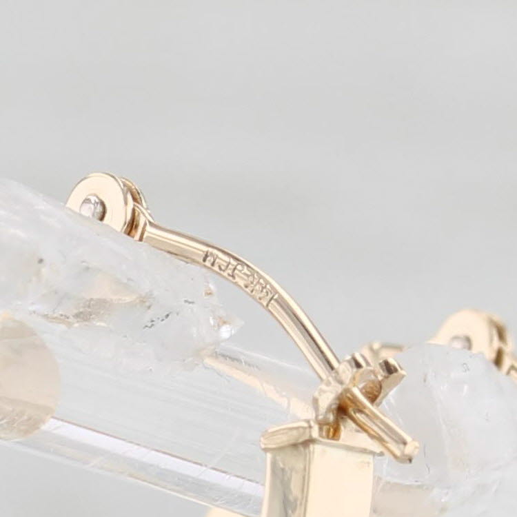 Light Gray Oval Hoop Earrings 14k Yellow Gold Snap Top Hoops