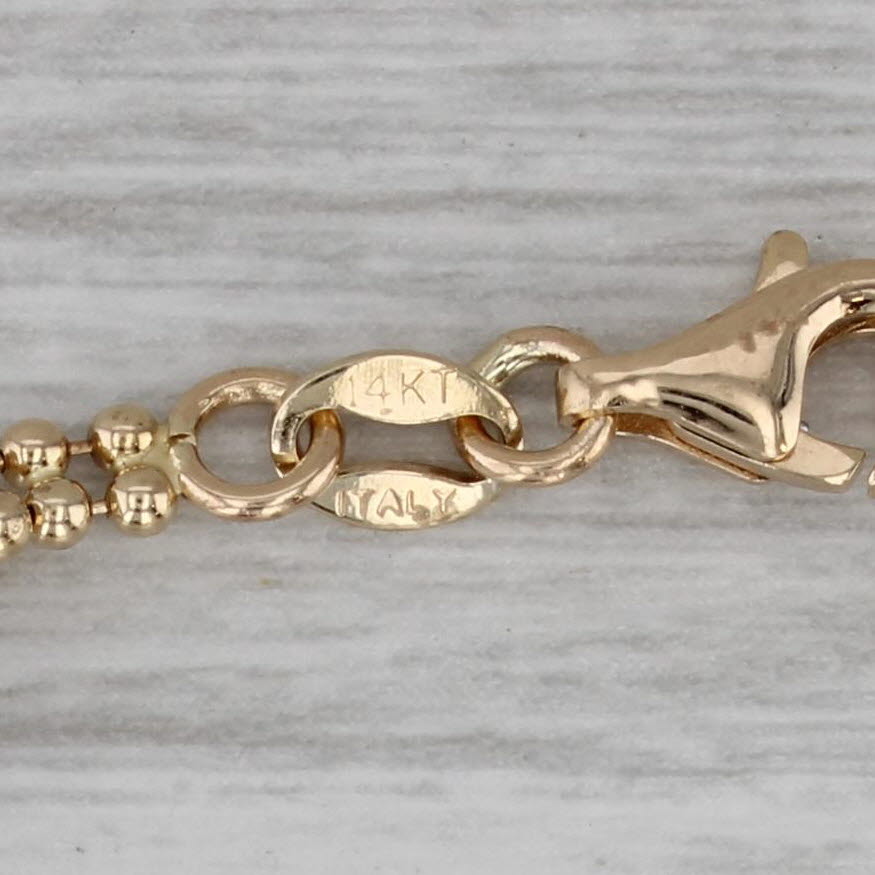 Dark Gray Bar & Bead Link Bracelet 14k Yellow White Gold 6.5" 5.2mm