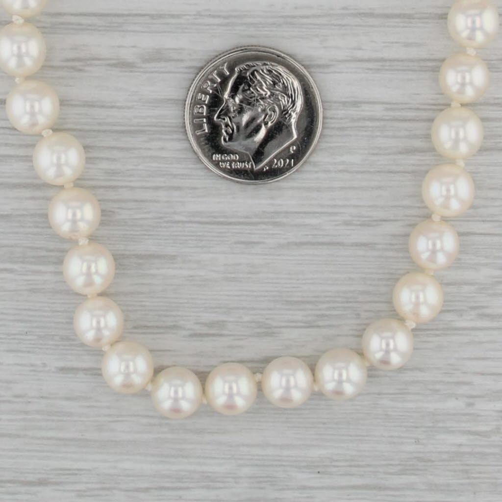 Vintage Cultured Pearl Single Bead Strand Necklace 14k Yellow Gold 18"
