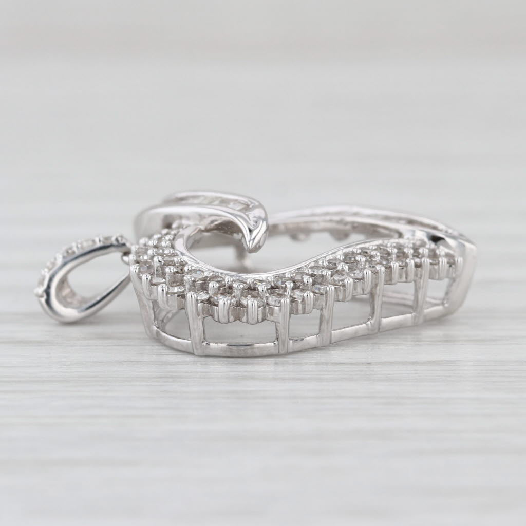 0.55ctw Diamond Open Heart Pendant 10k White Gold Drop