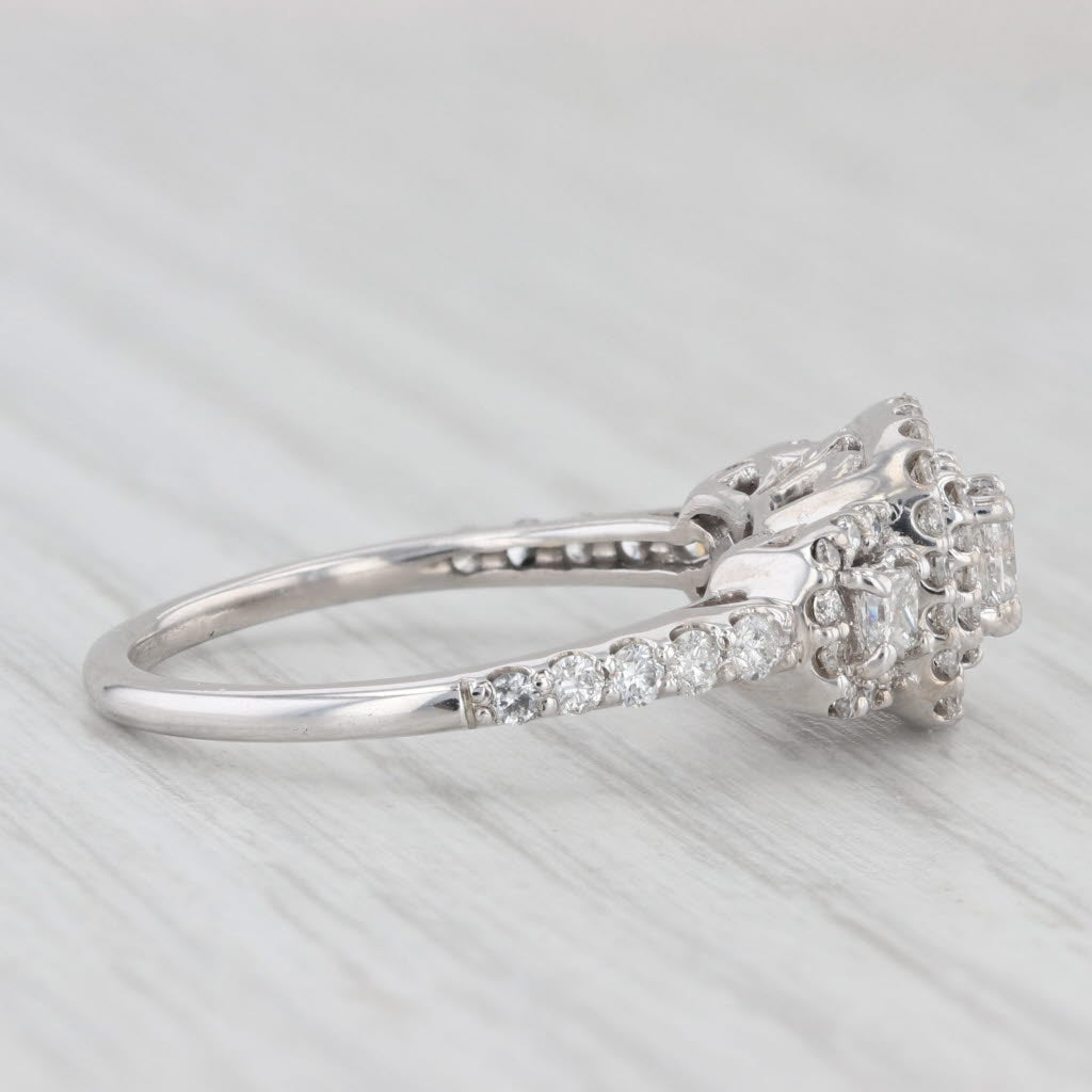 Light Gray 1ctw Princess Diamond Halo Engagement Ring 14k White Gold Size 7.75