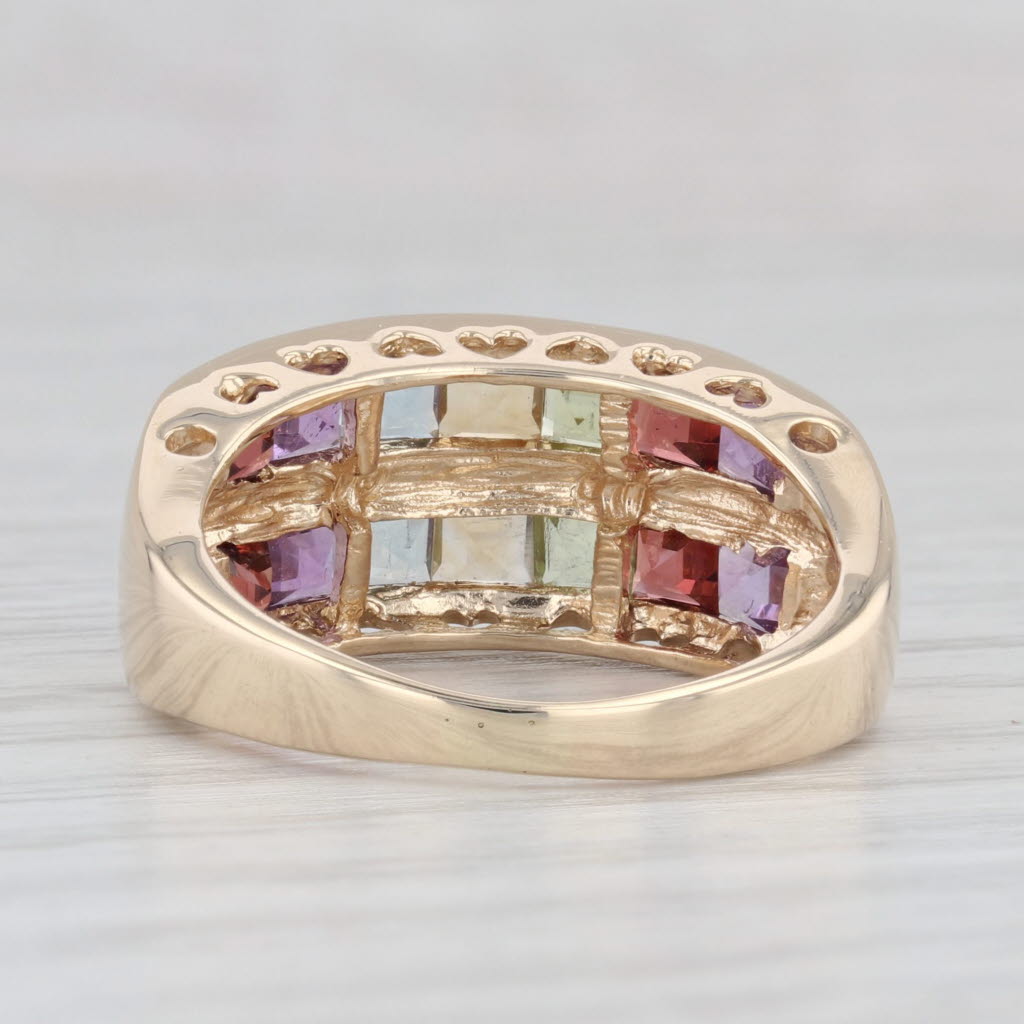 Light Gray 2.48ctw Rainbow Gemstone Ring 10k Gold Garnet Amethyst Topaz Citrine Peridot