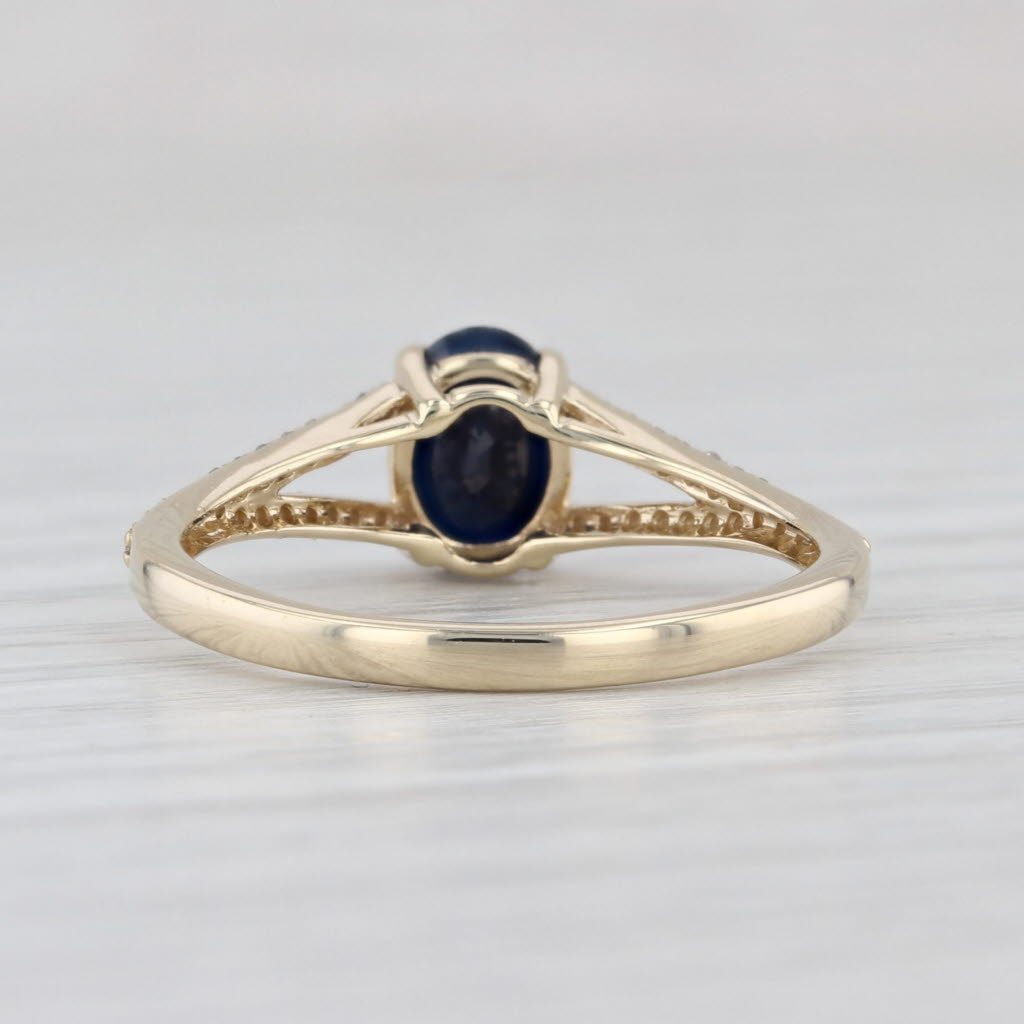 0.83ctw Oval Blue Sapphire Diamond Ring 10k Yellow Gold Size 7