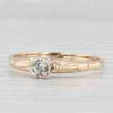 Vintage Diamond Solitaire Engagement Ring 14k Gold Size 8 Old European Cut