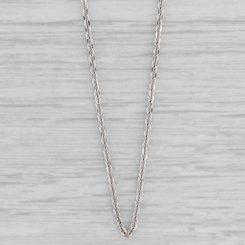 Gray 17" Cable Chain Necklace 18k White Gold 1.5mm Lobster Clasp