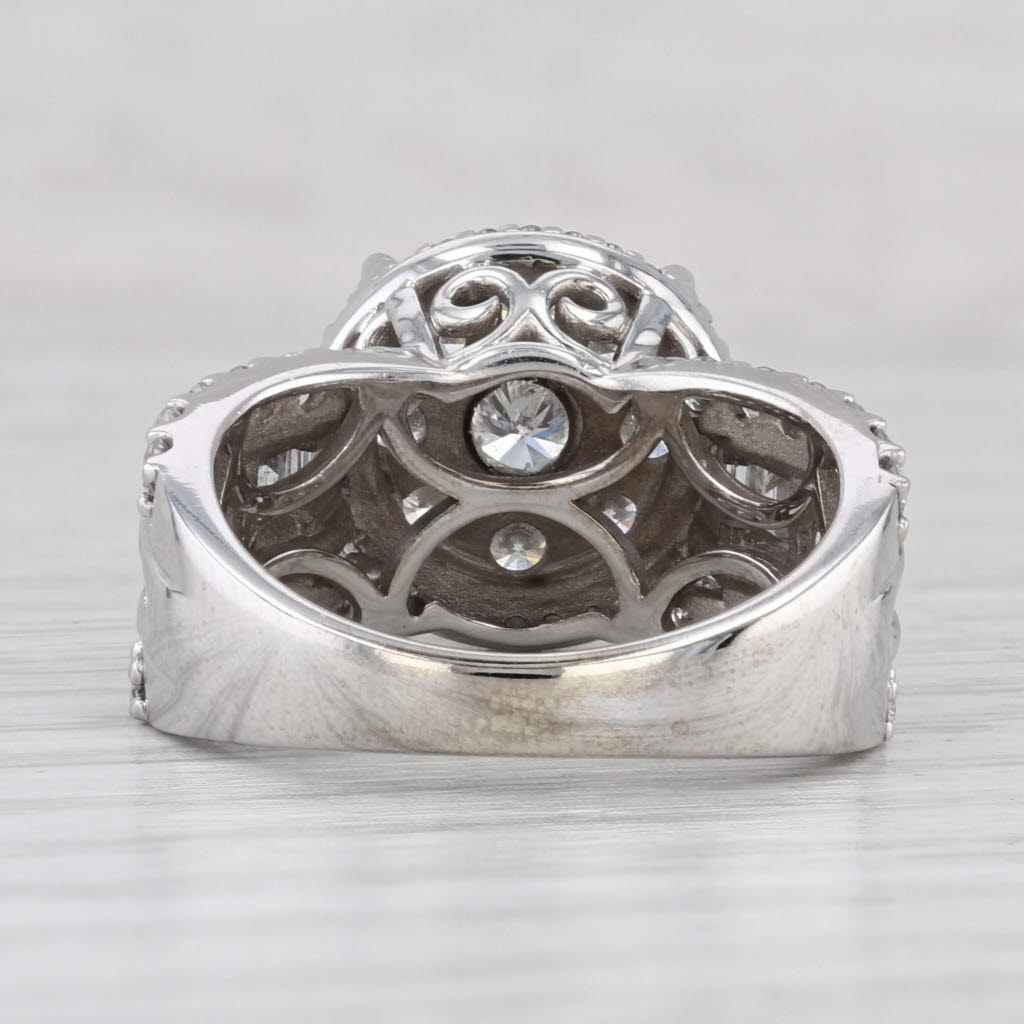 Light Gray 2.05ctw Diamond Cluster Halo Cocktail Ring 10k White Gold Size 7 Bridal
