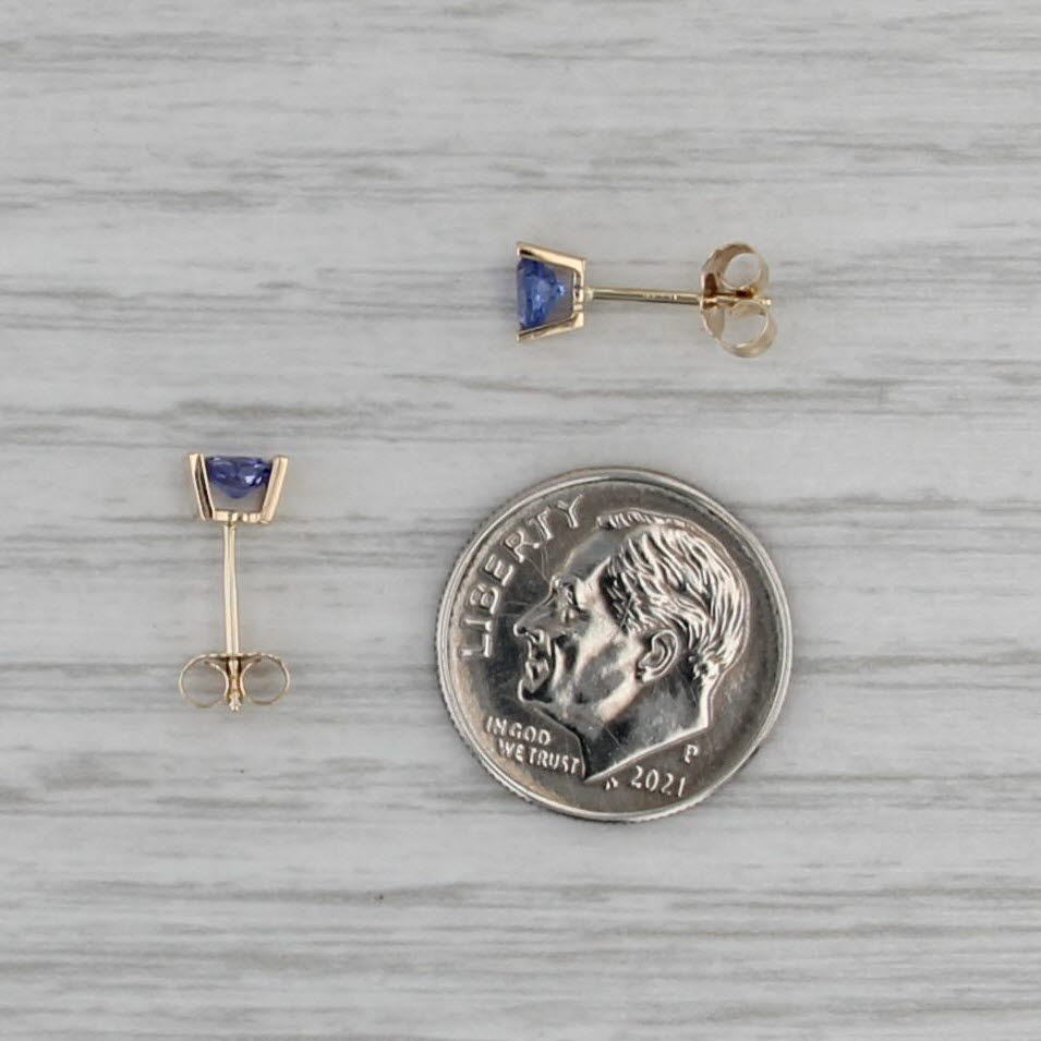 0.48ctw Round Tanzanite Stud Earrings 14k Yellow Gold Solitaire Studs