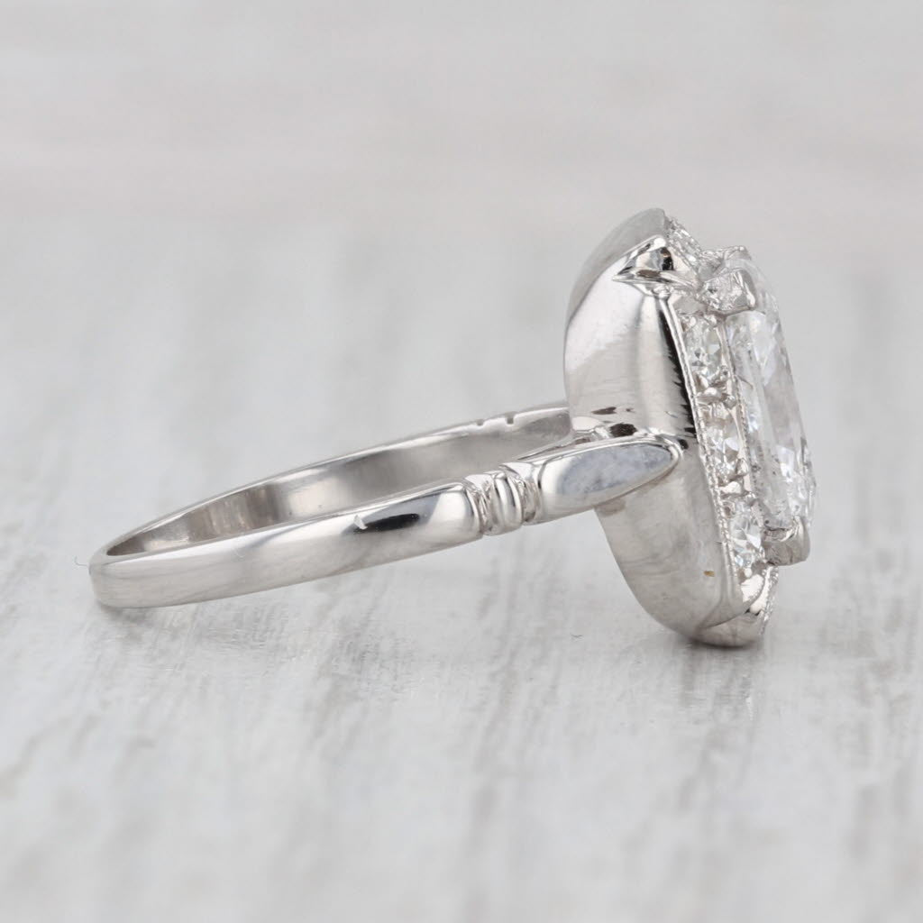 3.74ctw Rectangle Diamond Halo Engagement Ring Platinum Size 7.5 GIA E Color