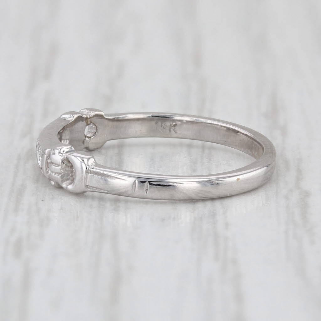Antique Diamond Wedding Band 18k White Gold Size 3.75 Stackable Anniversary