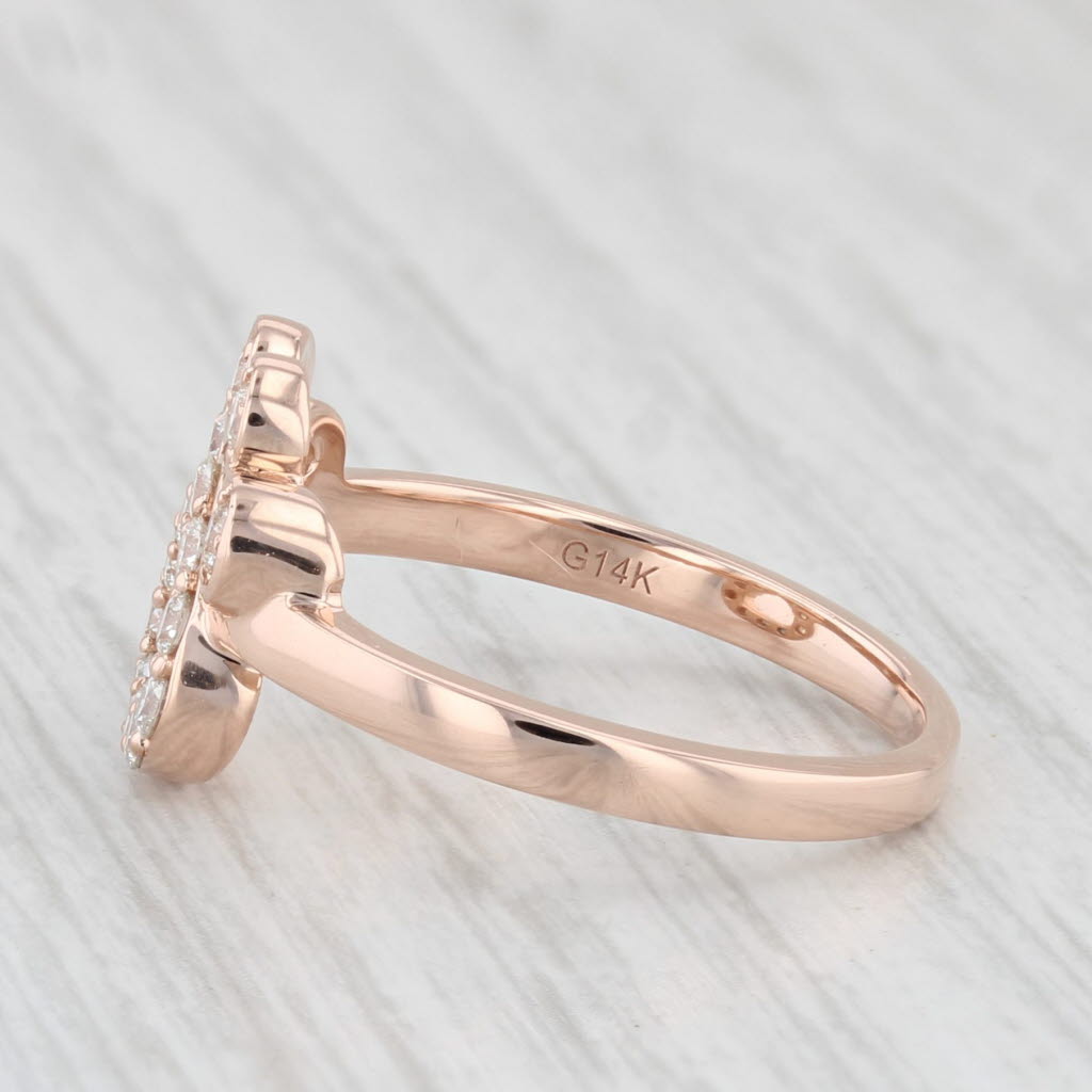 Light Gray New 0.41ctw Diamond Paw Print Ring 14k Rose Gold Size 7.75