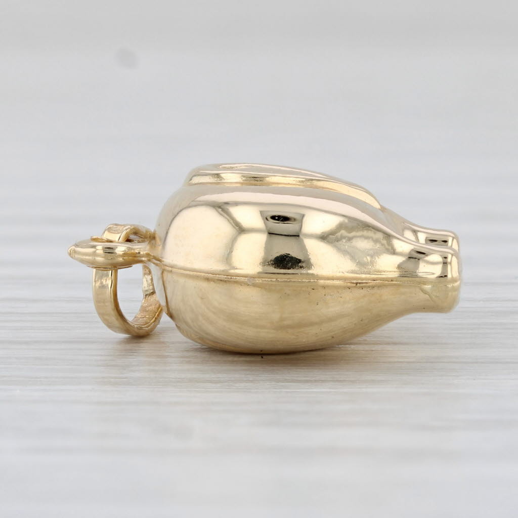 Light Gray 3D Elephant Charm 18k Yellow Gold Good Luck Pendant Animal Jewelry