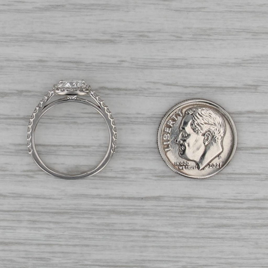 1.33ctw Lab Grown Diamond Halo Engagement Ring 14k White Gold Size 6 IGI