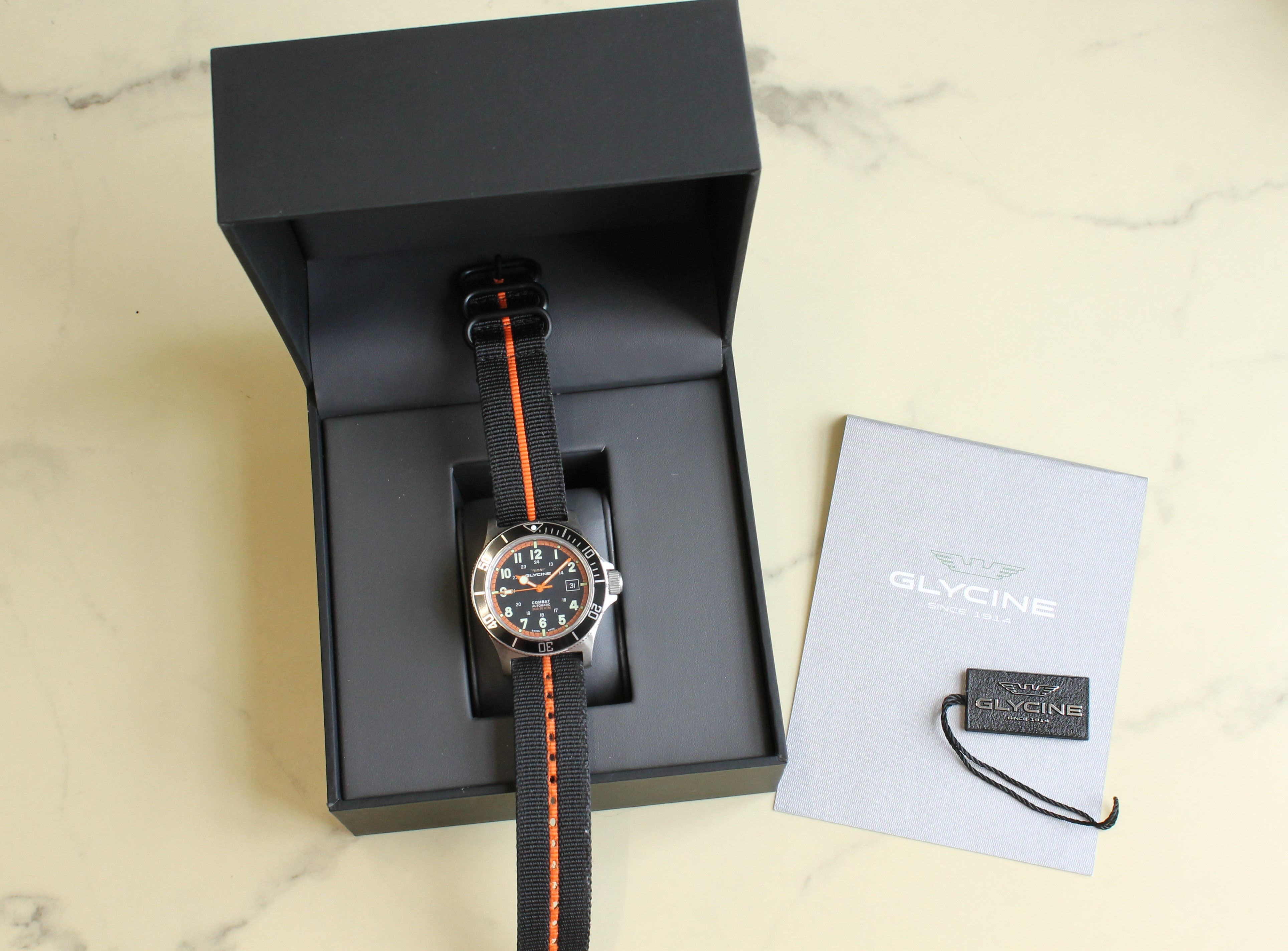 Dark Slate Gray Glycine Combat 42mm Steel Automatic Men’s Diver Watch w/ Date & Box GL0088