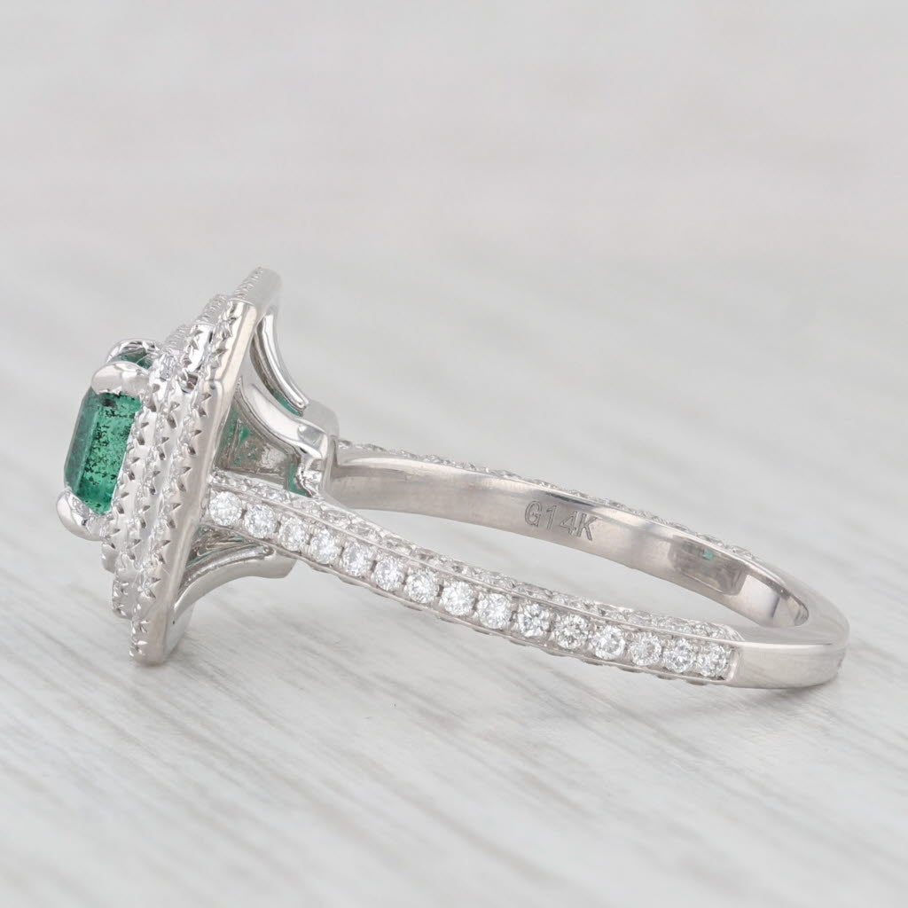 Light Gray New 1.95ctw Emerald Diamond Halo Engagement Ring 14k White Gold Size 6.5 JGL