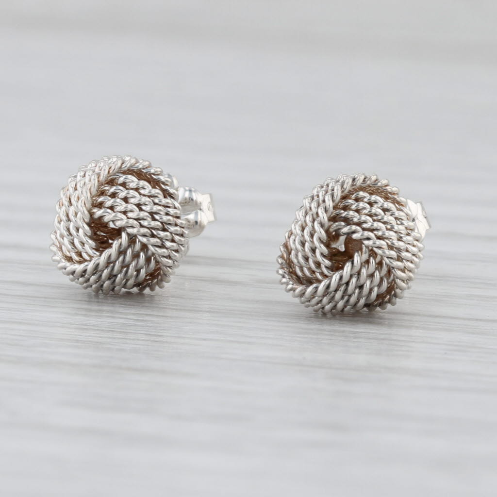 Tiffany & Co Love Knot Stud Earrings w/ Box Pouch Sterling Silver Studs