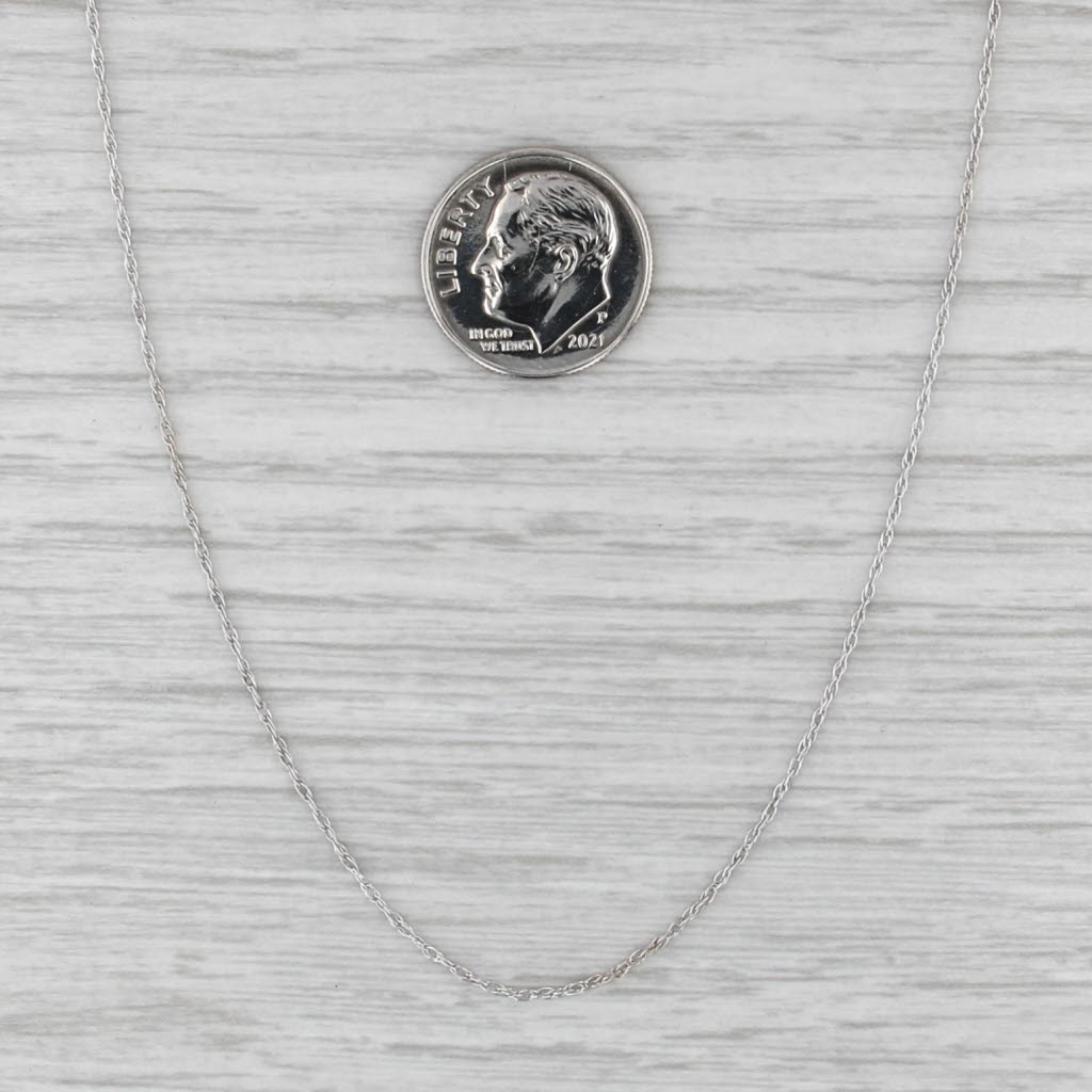 19.5" 1mm Fine Rope Chain Necklace 14k White Gold