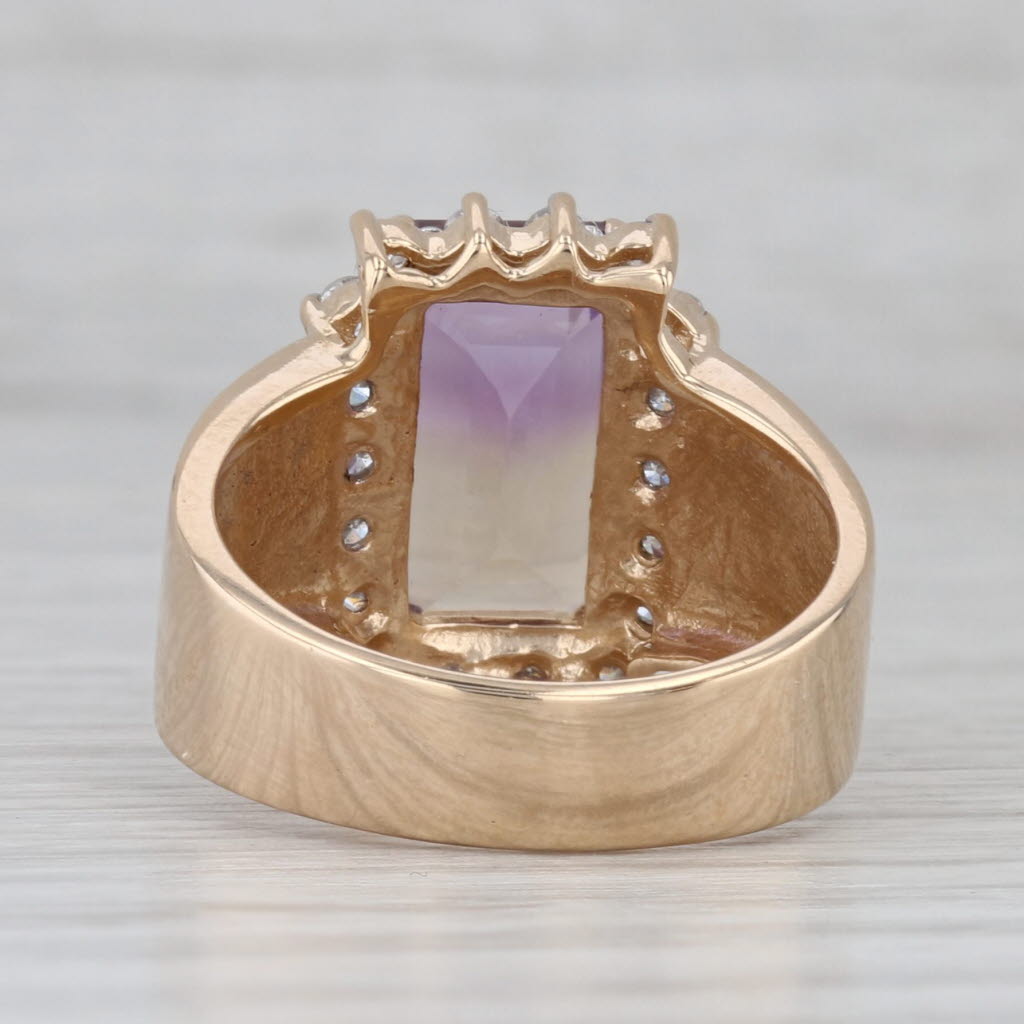 Gray 3.36ctw Ametrine Diamond Halo Ring 14k Yellow Gold Size 6-6.25