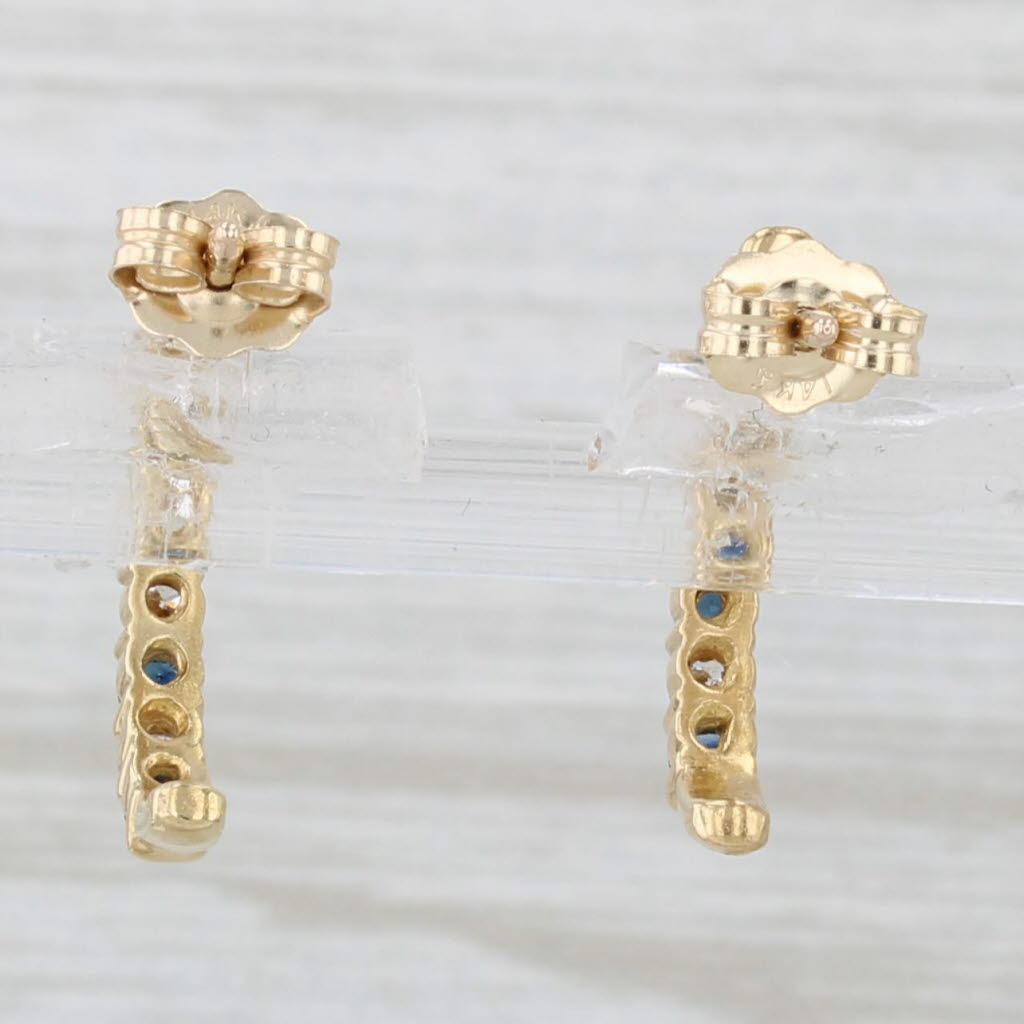 Light Gray 0.48ctw Sapphire Diamond J-Hook Earrings 14k Yellow Gold