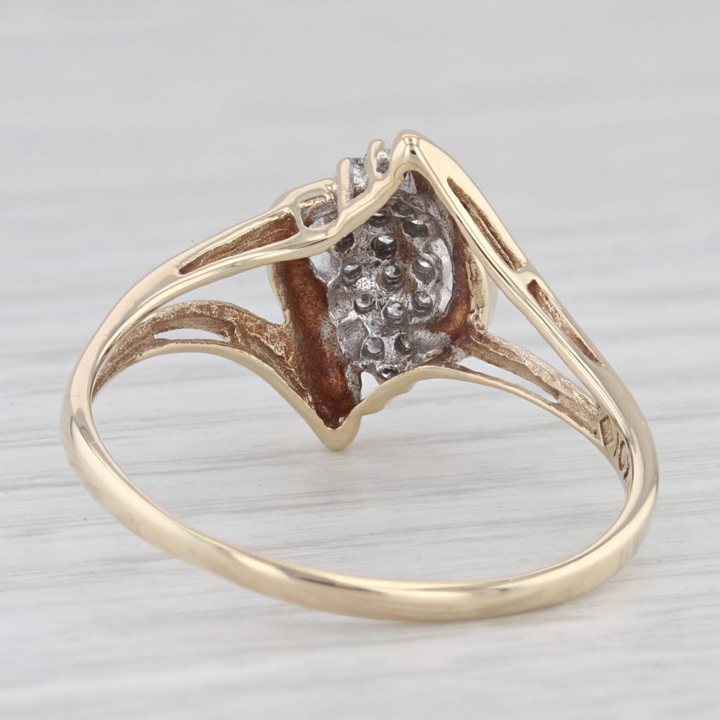 Light Gray 0.20ctw Diamond Cluster Bypass Ring 10k Yellow Gold Size 11.75