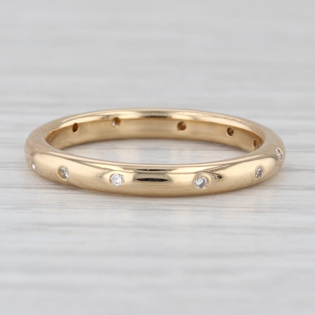 Diamond Dots Wedding Band 18k Yellow Gold Stackable Ring Size 6.25