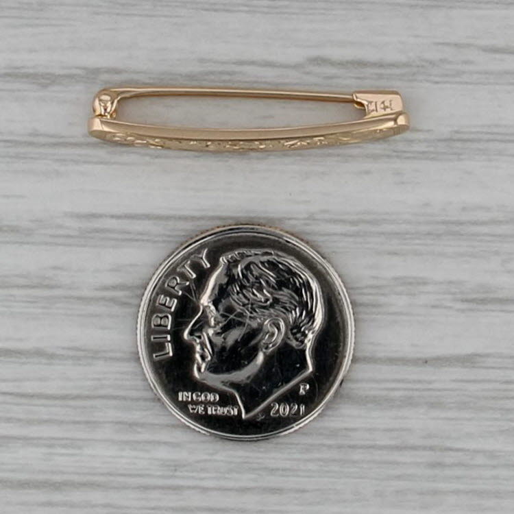 Vintage Ornate Floral Bar Pin 14k Yellow Gold