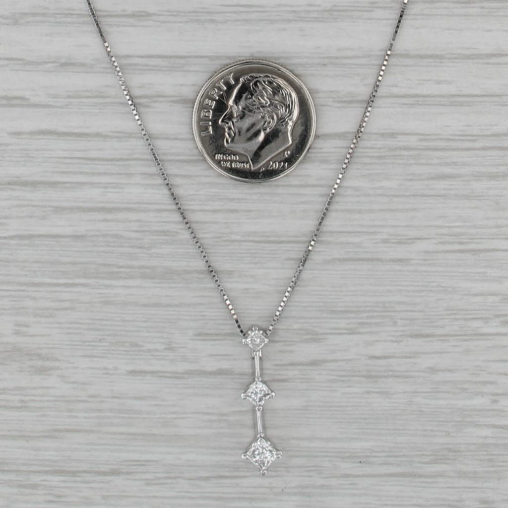 0.50ctw Diamond 3-Stone Journey Pendant 14k White Gold 17.25" Box Chain